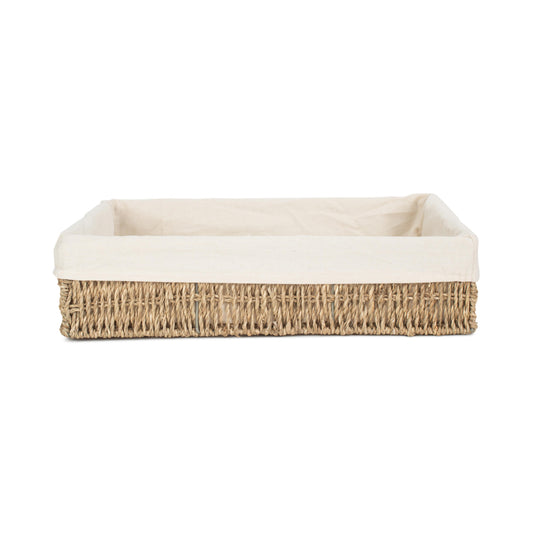 Extra Large Lined Rectangular Seagrass Tray Basket