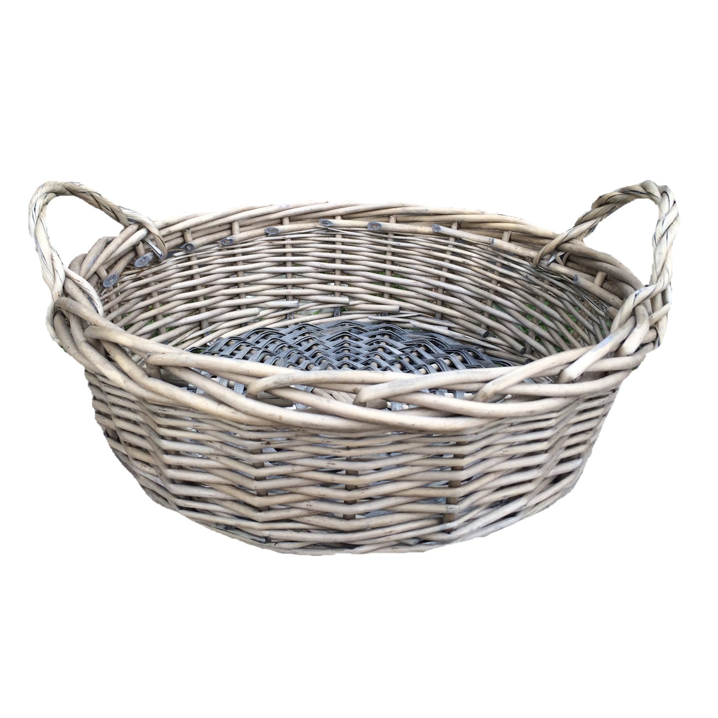 Large Round Antique Wash Willow Display Tray Basket