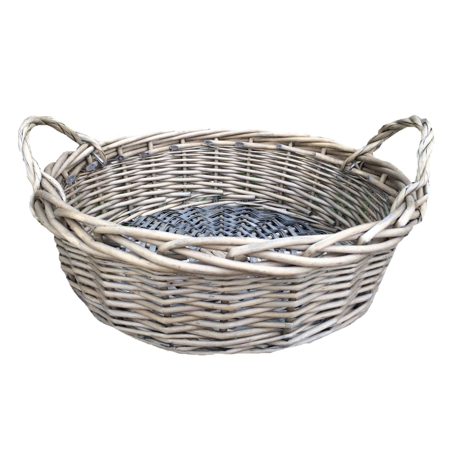 Large Round Antique Wash Willow Display Tray Basket