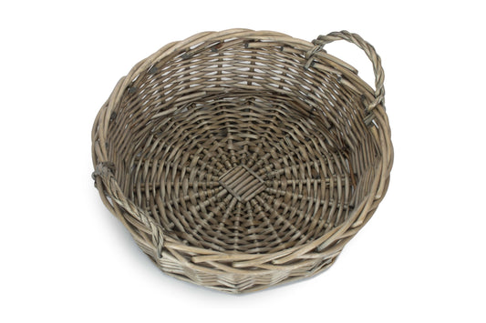 Large Round Antique Wash Willow Display Tray Basket