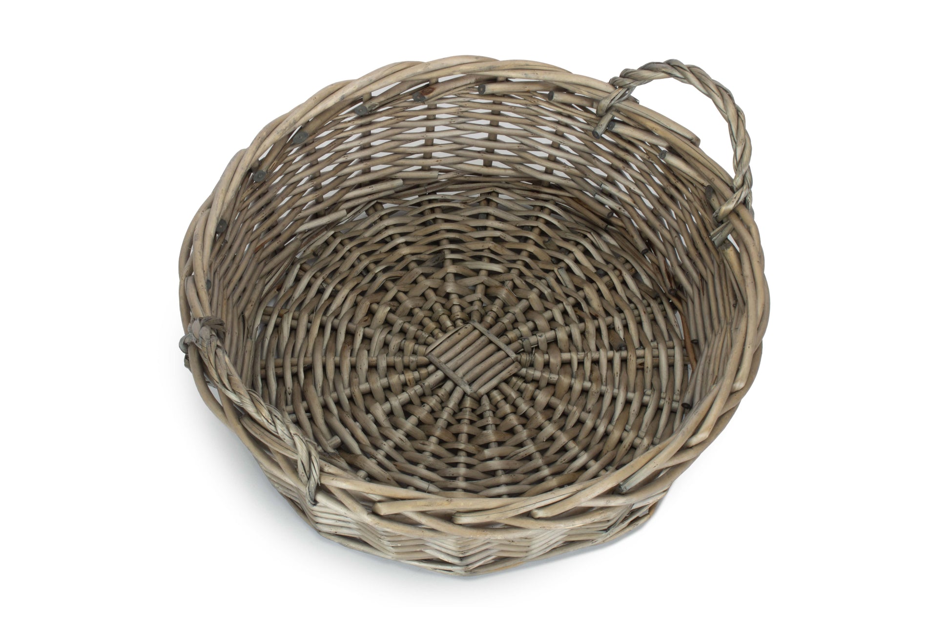 Large Round Antique Wash Willow Display Tray Basket