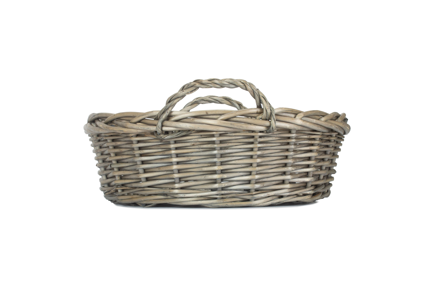 Large Round Antique Wash Willow Display Tray Basket