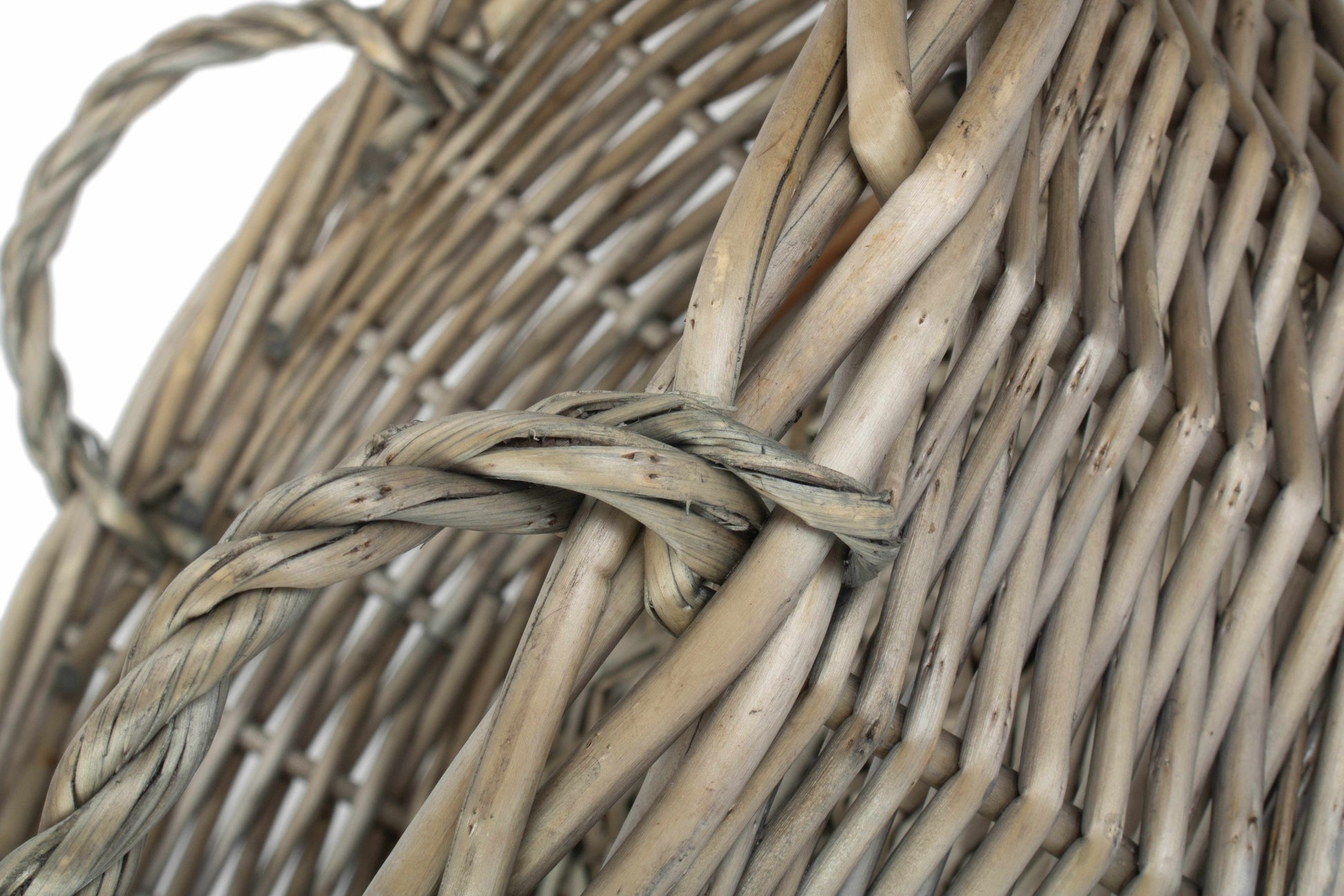 Large Round Antique Wash Willow Display Tray Basket