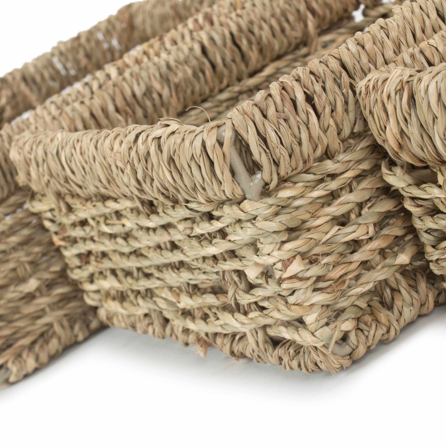Square Seagrass Tray Baskets Set 3