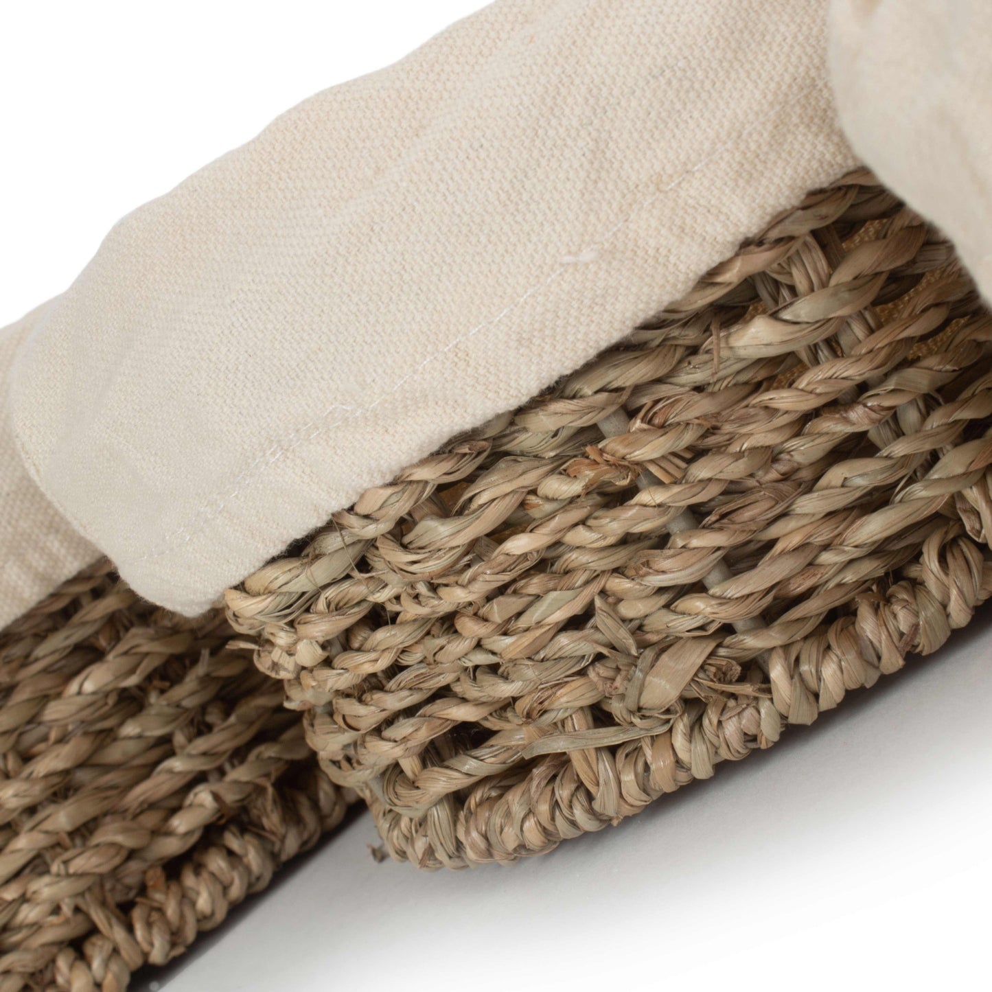 Lined Round Seagrass Small Tray Baskets Set 3