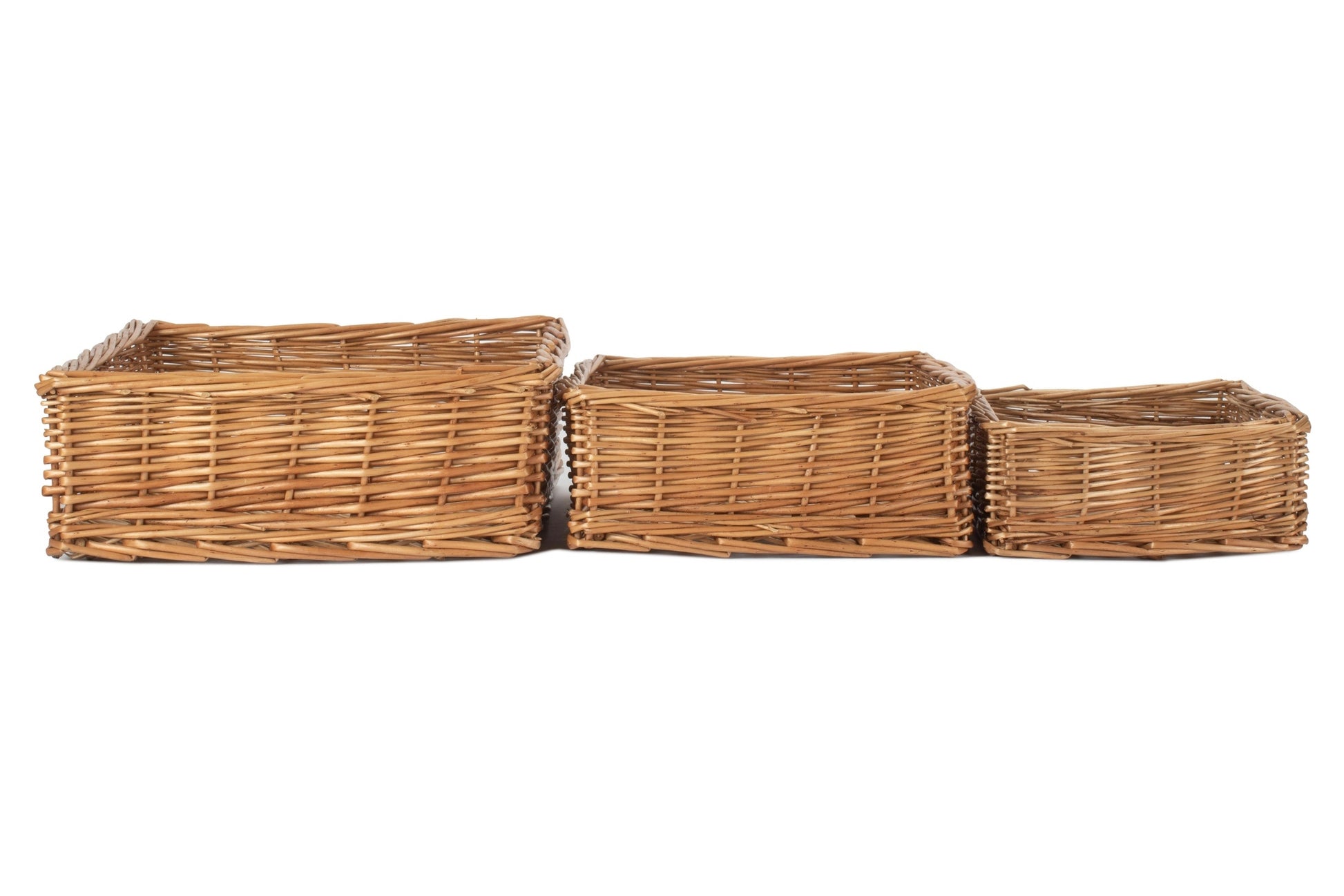 Double Steamed Willow Tray Baskets Set of 3