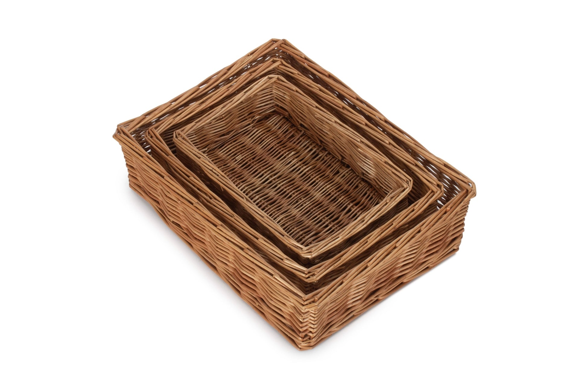 Double Steamed Willow Tray Baskets Set of 3