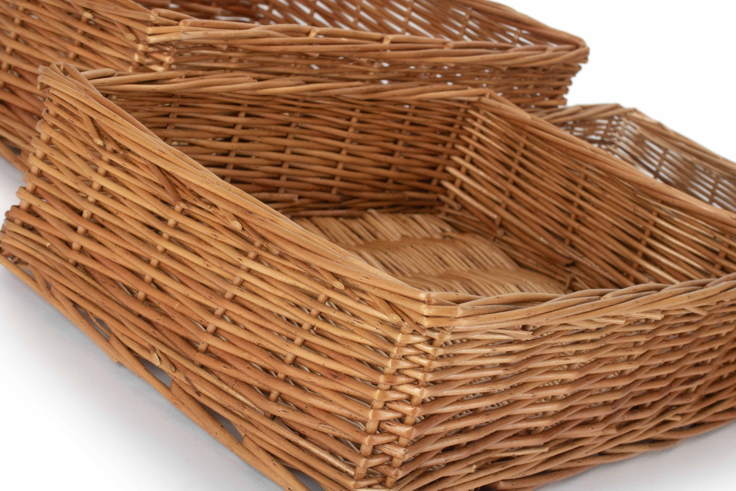 Double Steamed Willow Tray Baskets Set of 3