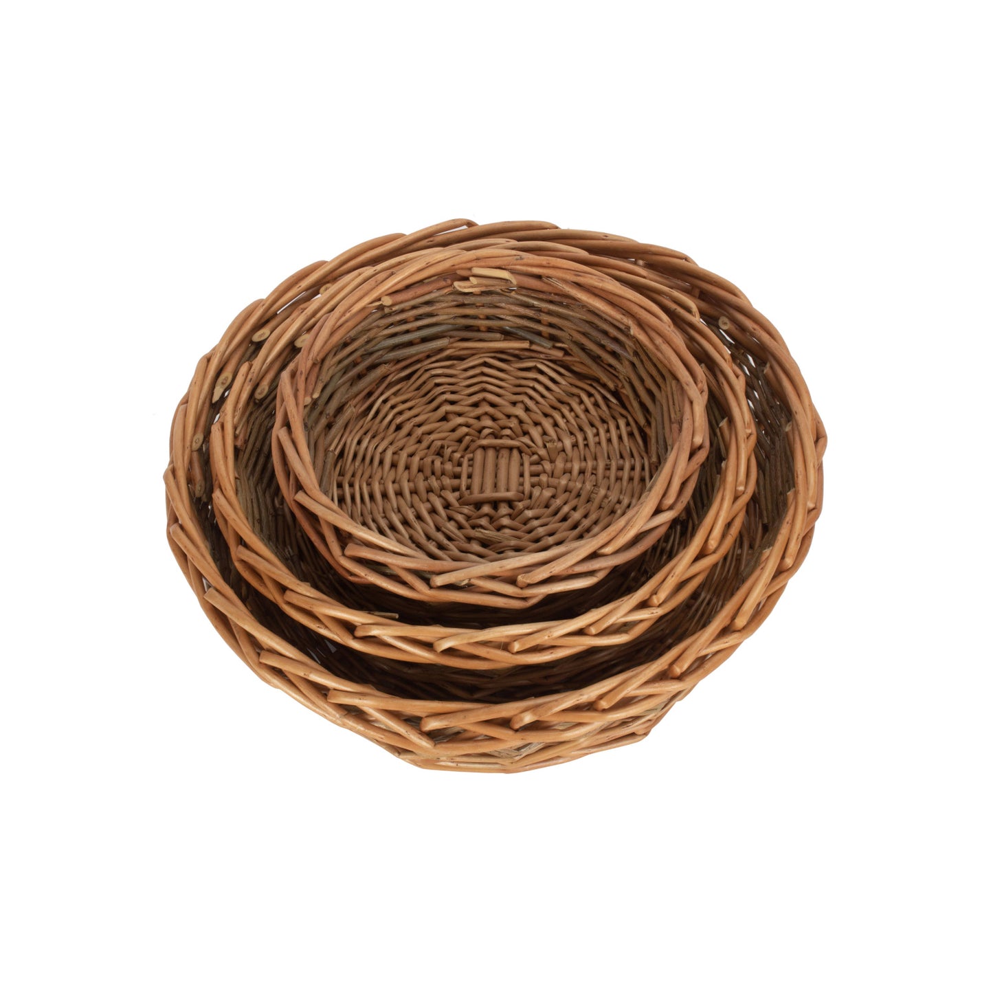 Unpeeled Willow Round Tray Baskets Set 3