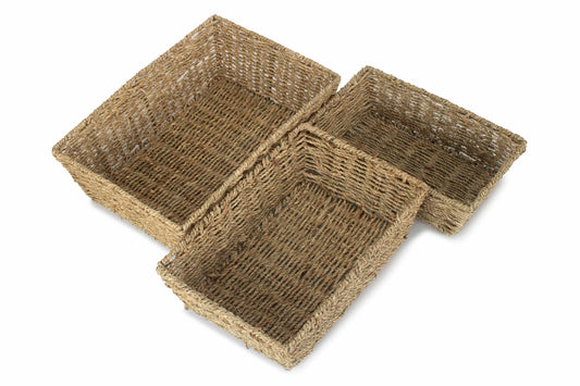 Set 3 Tapered Seagrass Tray Baskets
