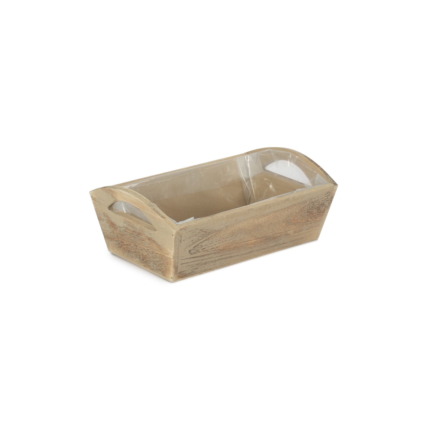 Oak Effect Small Wooden Storage Tray with Plastic Lining