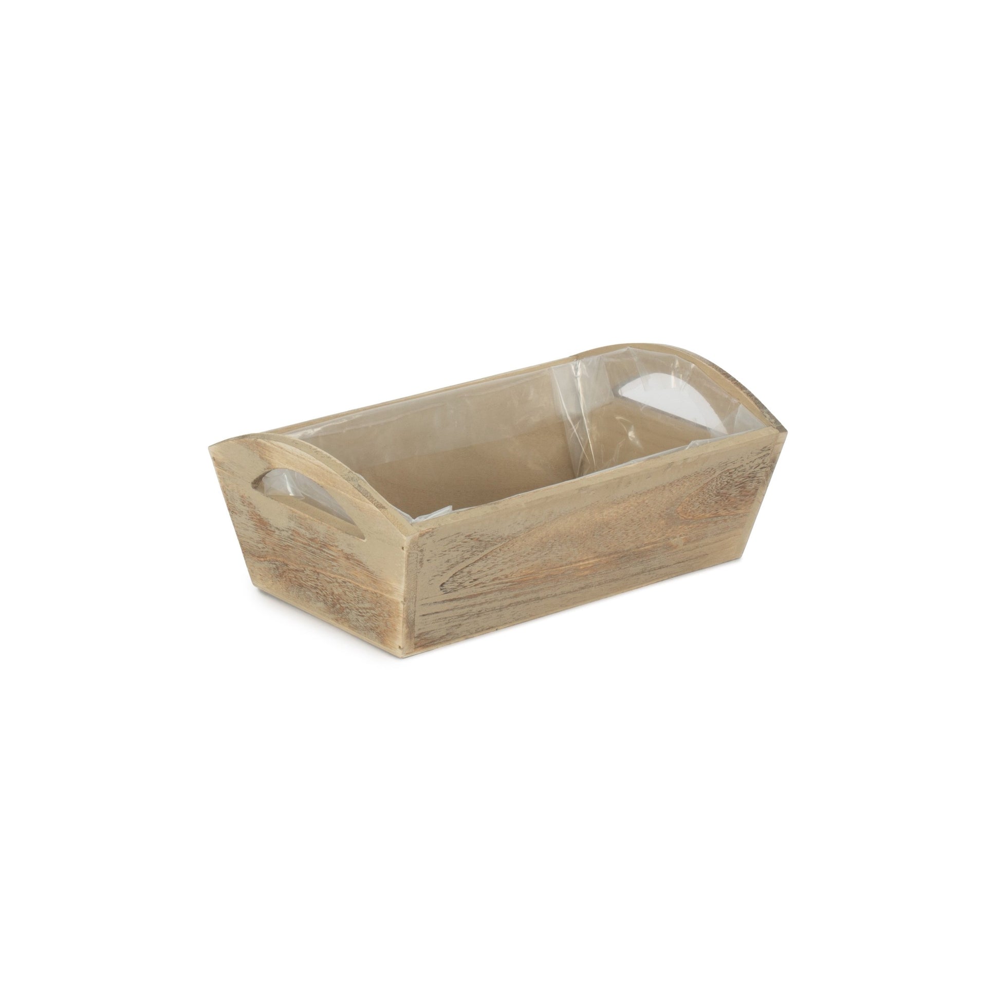 Oak Effect Small Wooden Storage Tray with Plastic Lining