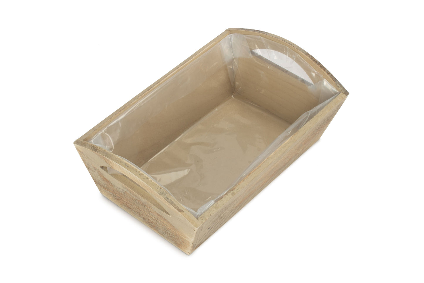 Oak Effect Small Wooden Storage Tray with Plastic Lining