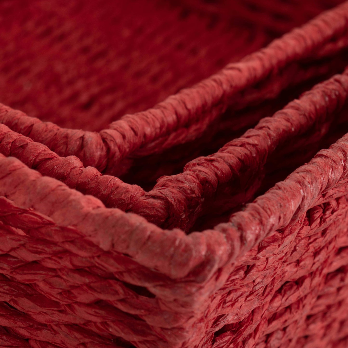 Red Paper Rope Tray Baskets Set 3