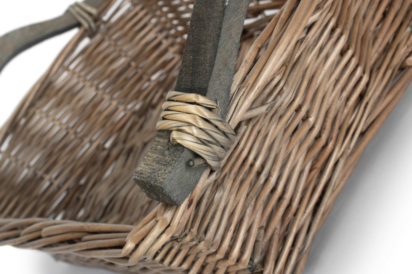 Small Antique Wash Wooden Handle Tray Basket