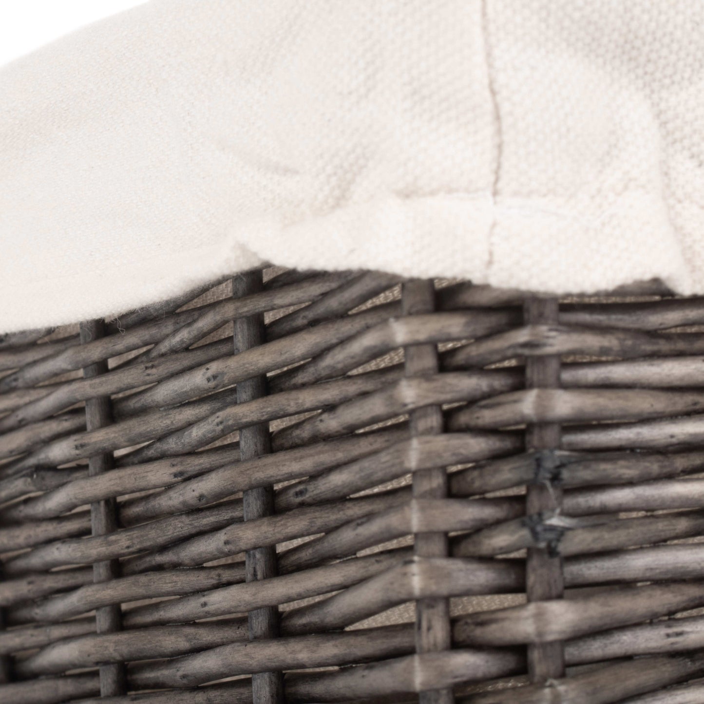 Small Antique Wash Willow Tray Basket with White Lining