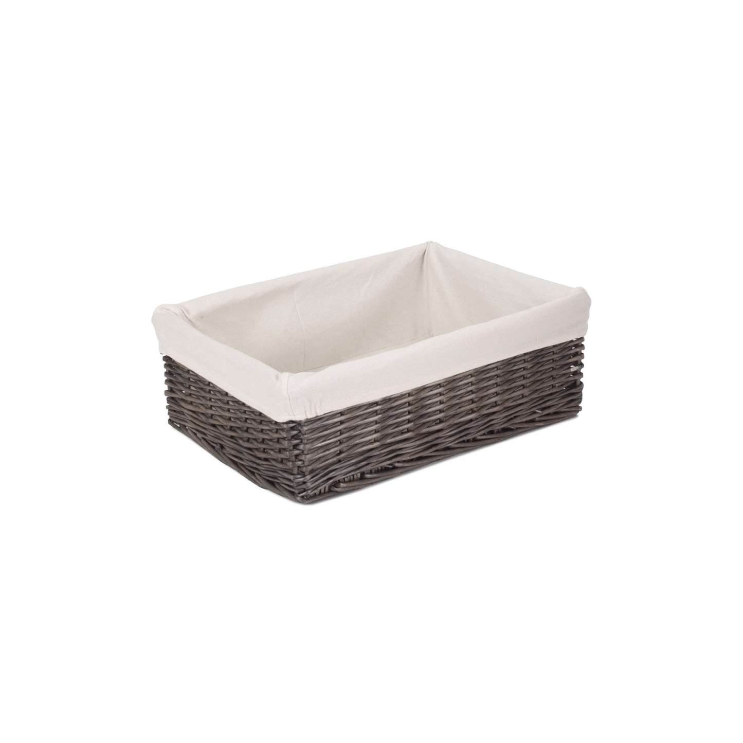 Extra Large Antique Wash Willow Tray Basket with White Lining