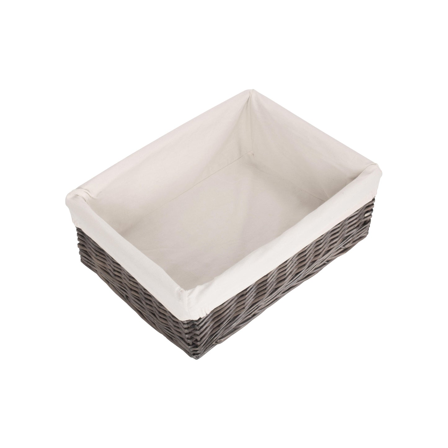 Extra Large Antique Wash Willow Tray Basket with White Lining