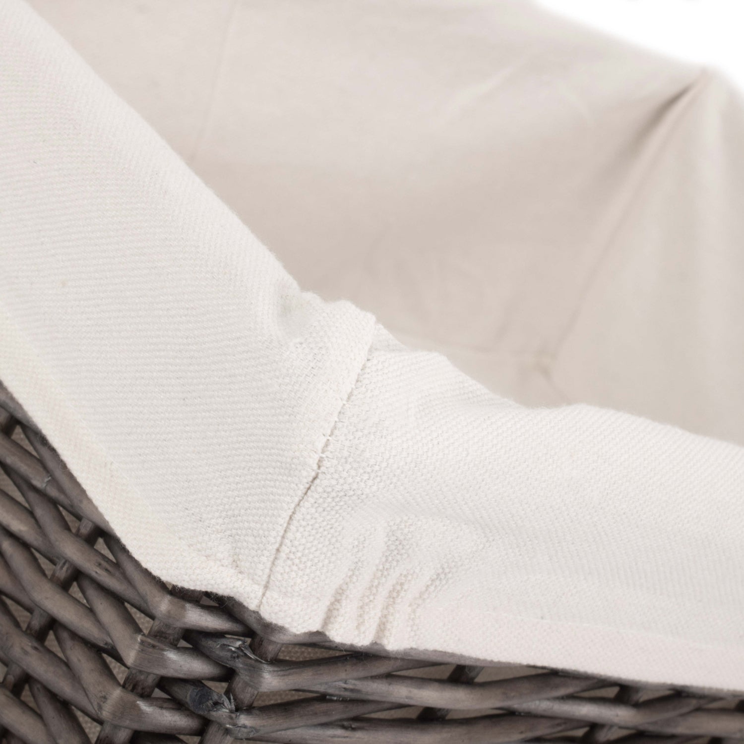 Extra Large Antique Wash Willow Tray Basket with White Lining