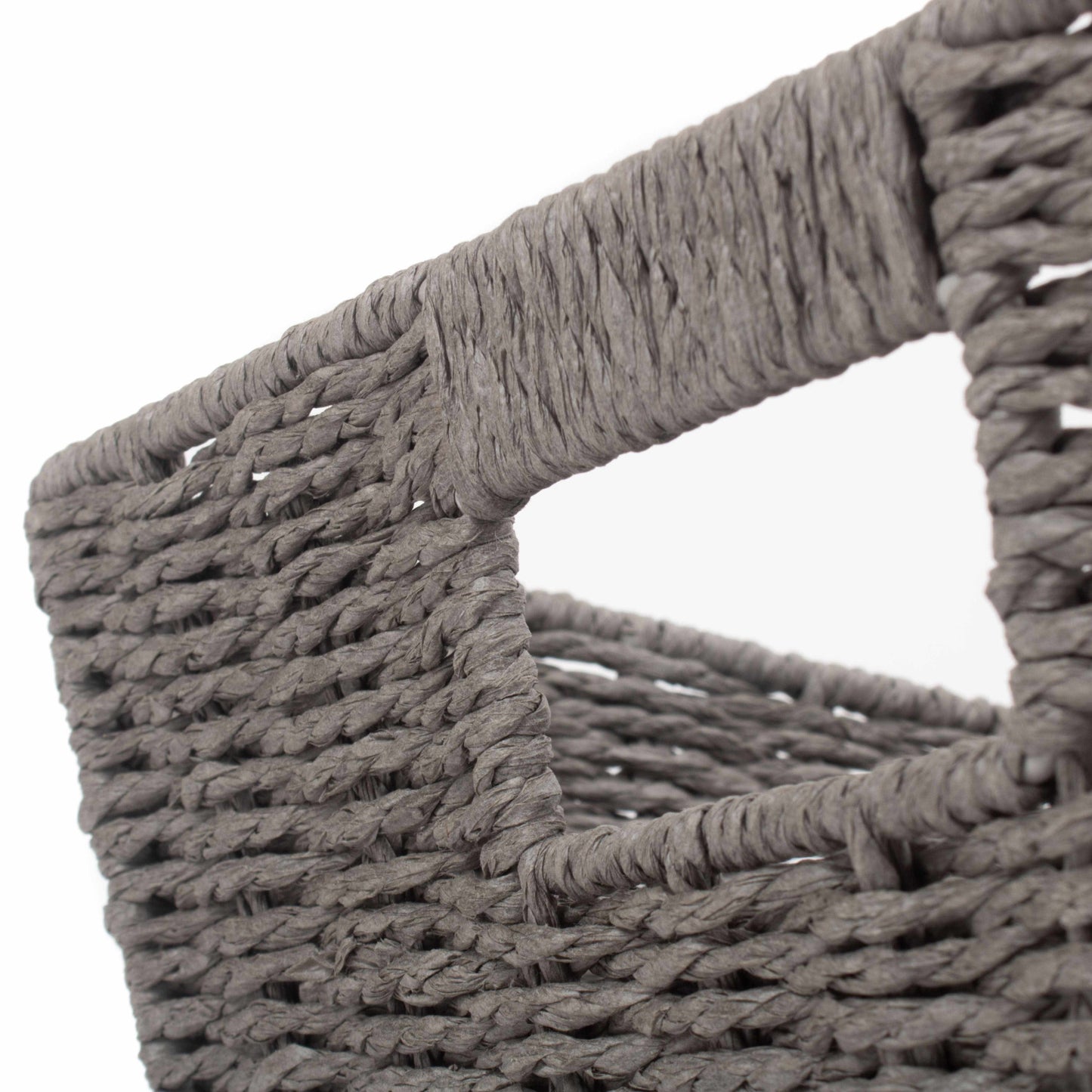 Deep Grey Paper Rope Tray Basket - Large