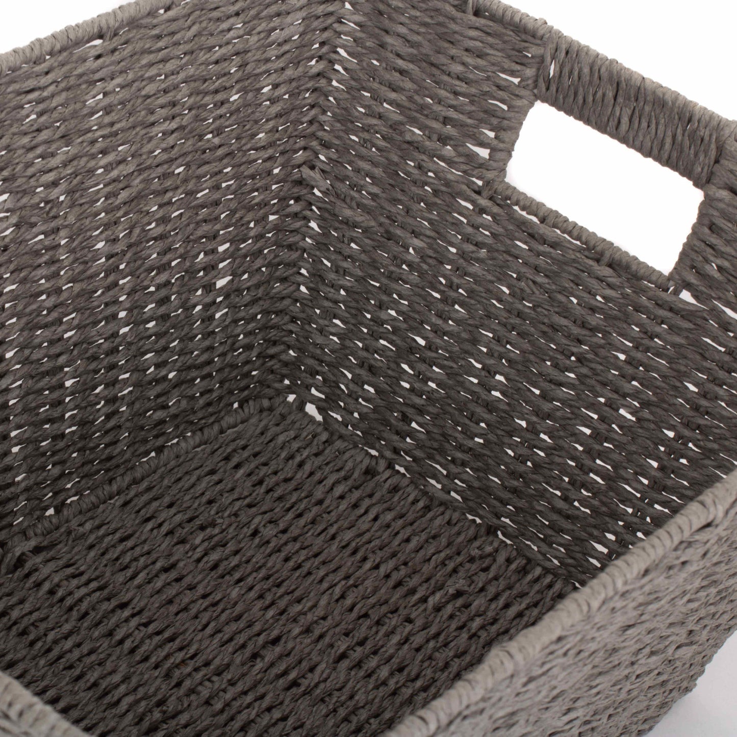 Deep Grey Paper Rope Tray Basket - Large