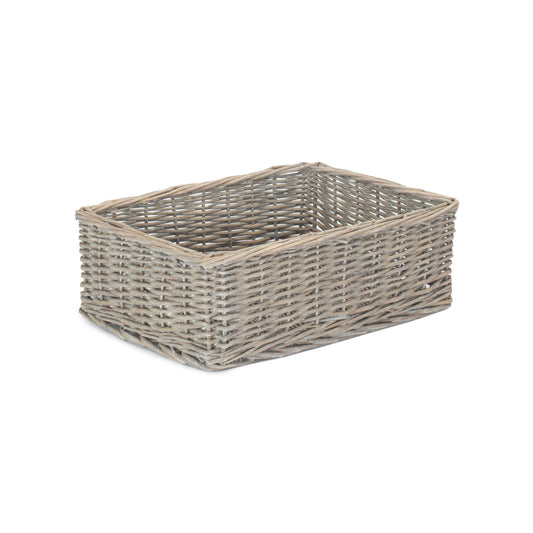 Large Grey Wash Willow Tray Basket