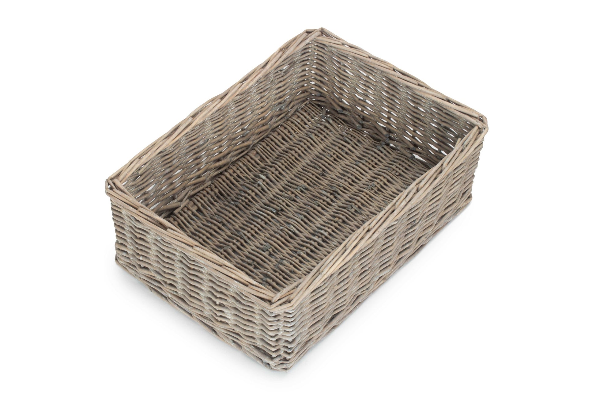 Large Grey Wash Willow Tray Basket