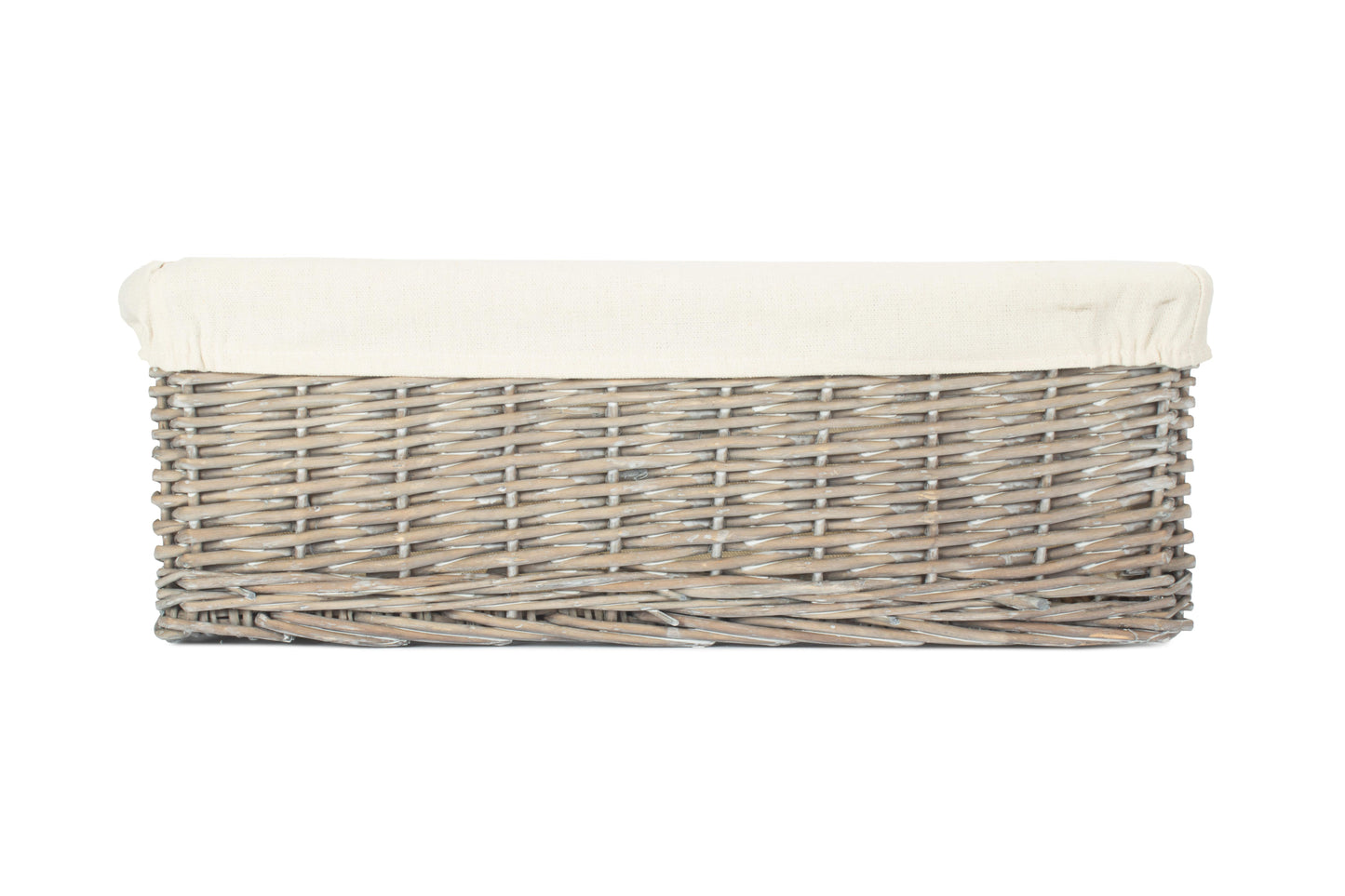 Extra Large Grey Wash Willow Tray Basket with White Lining