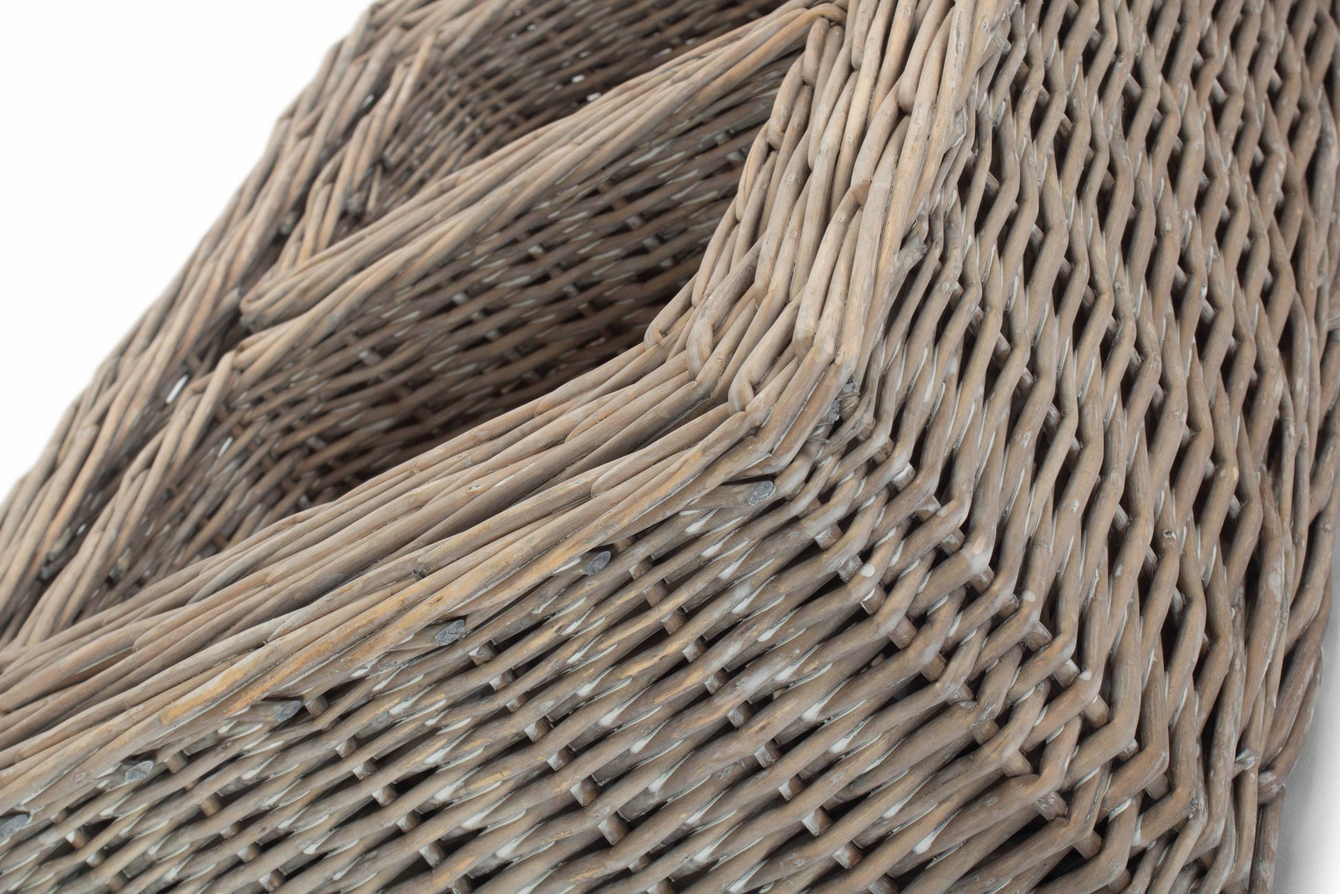Grey Wash Willow Tray Baskets Set 4