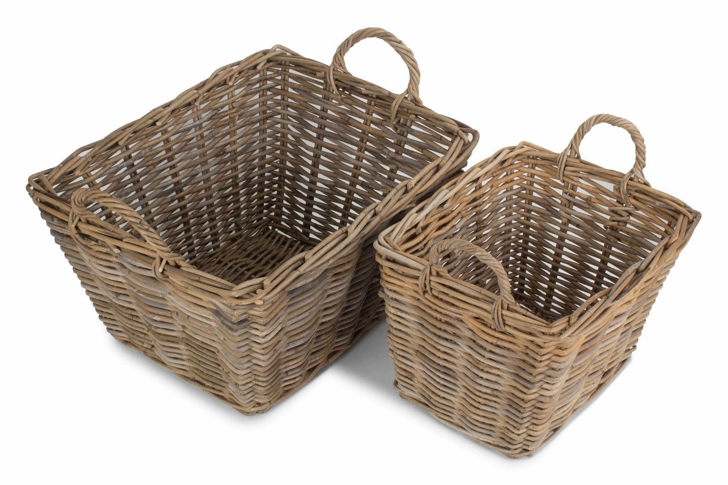 Rectangular Grey Rattan Floor Storage Set 2