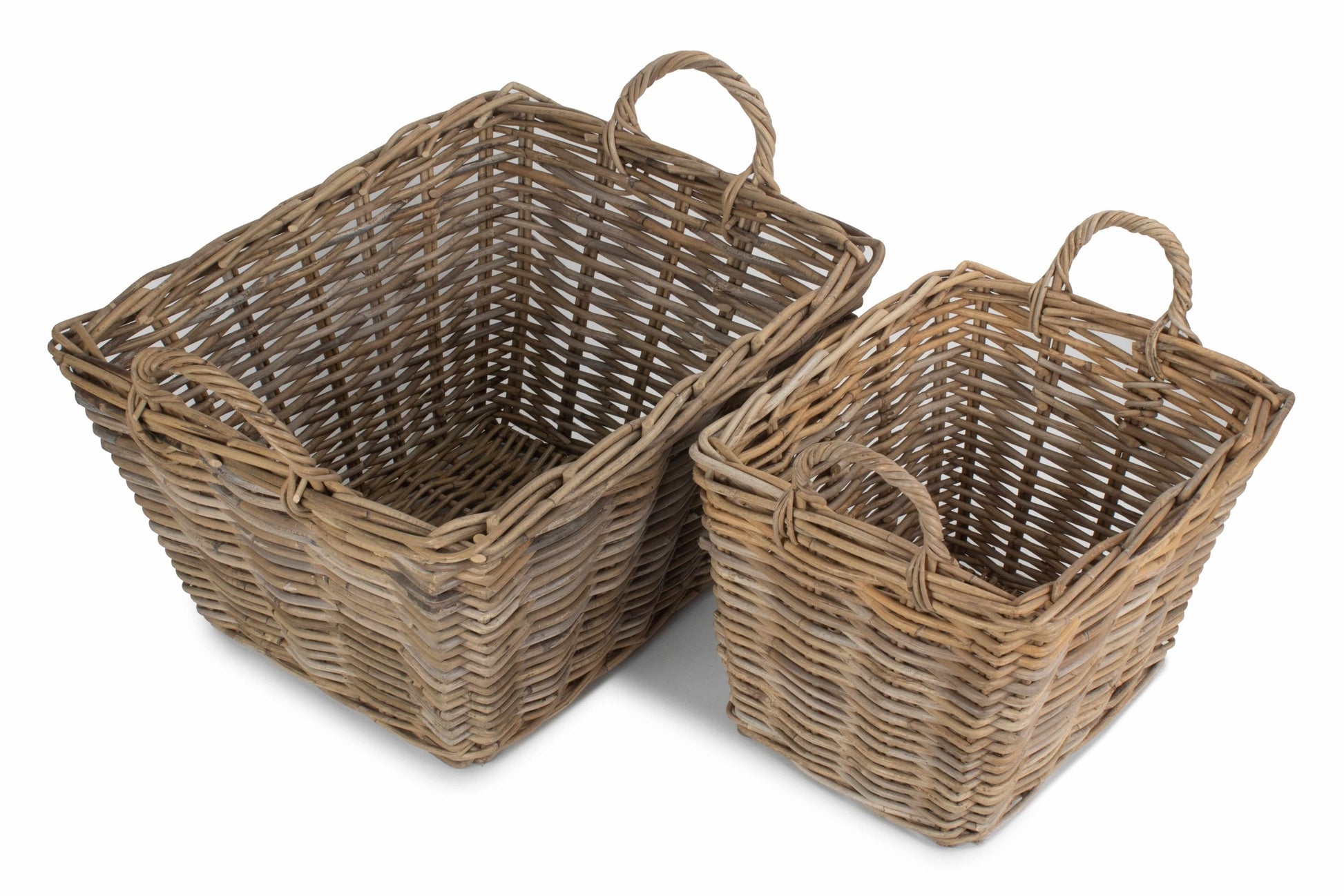 Rectangular Grey Rattan Floor Storage Set 2