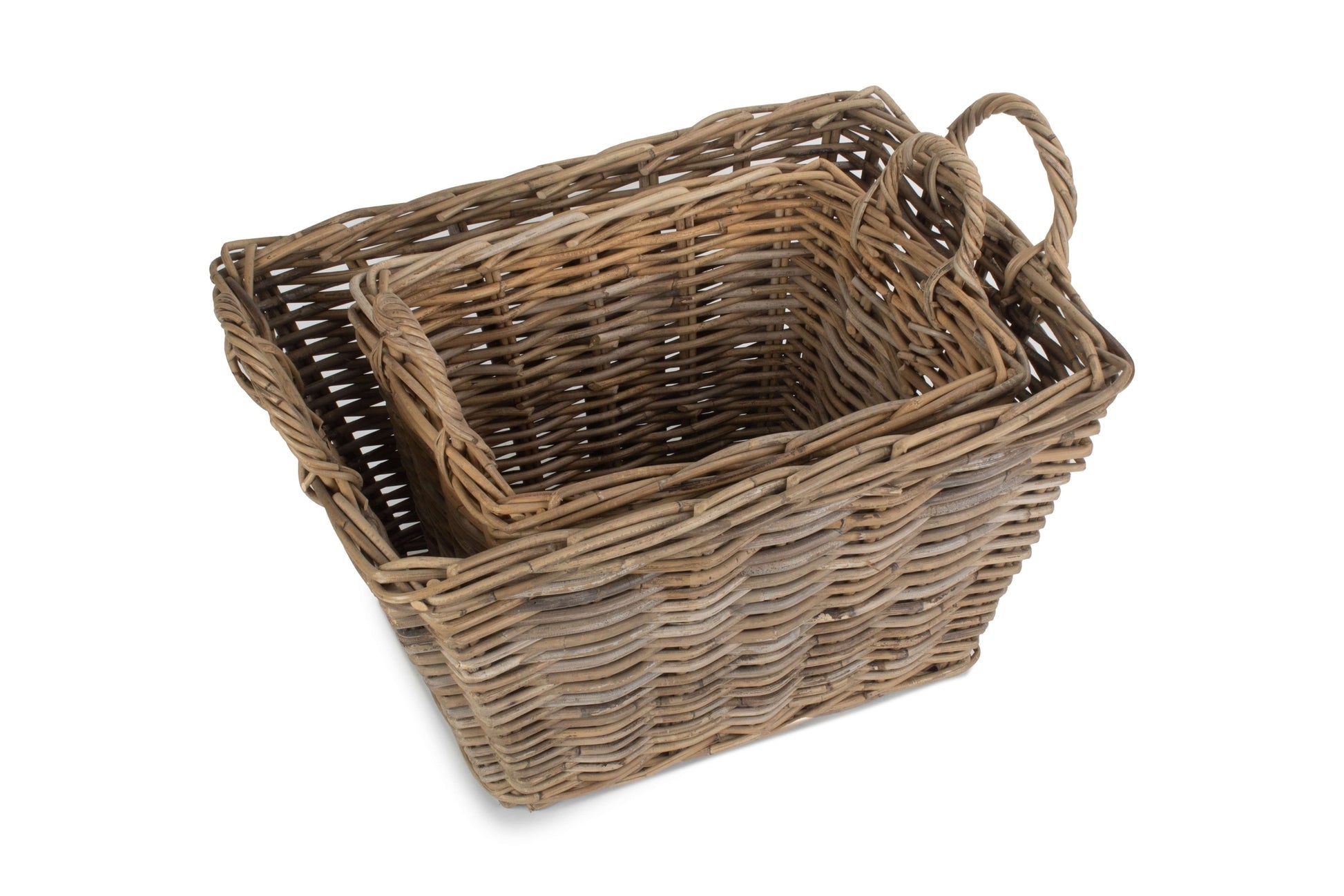 Rectangular Grey Rattan Floor Storage Set 2