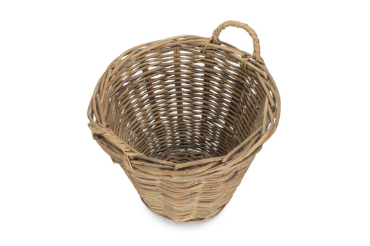 Small Round Grey Rattan Log Basket