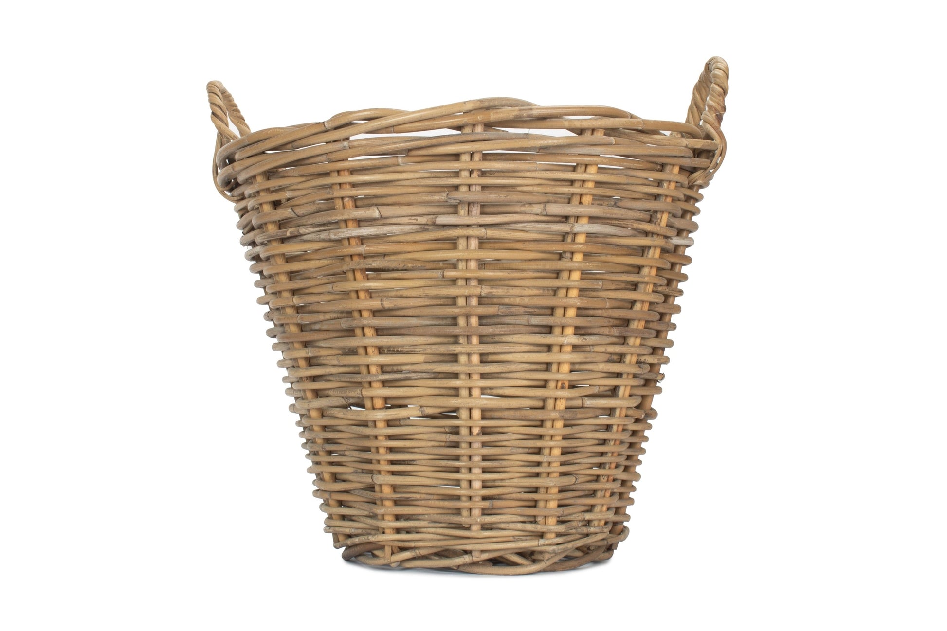 Small Round Grey Rattan Log Basket