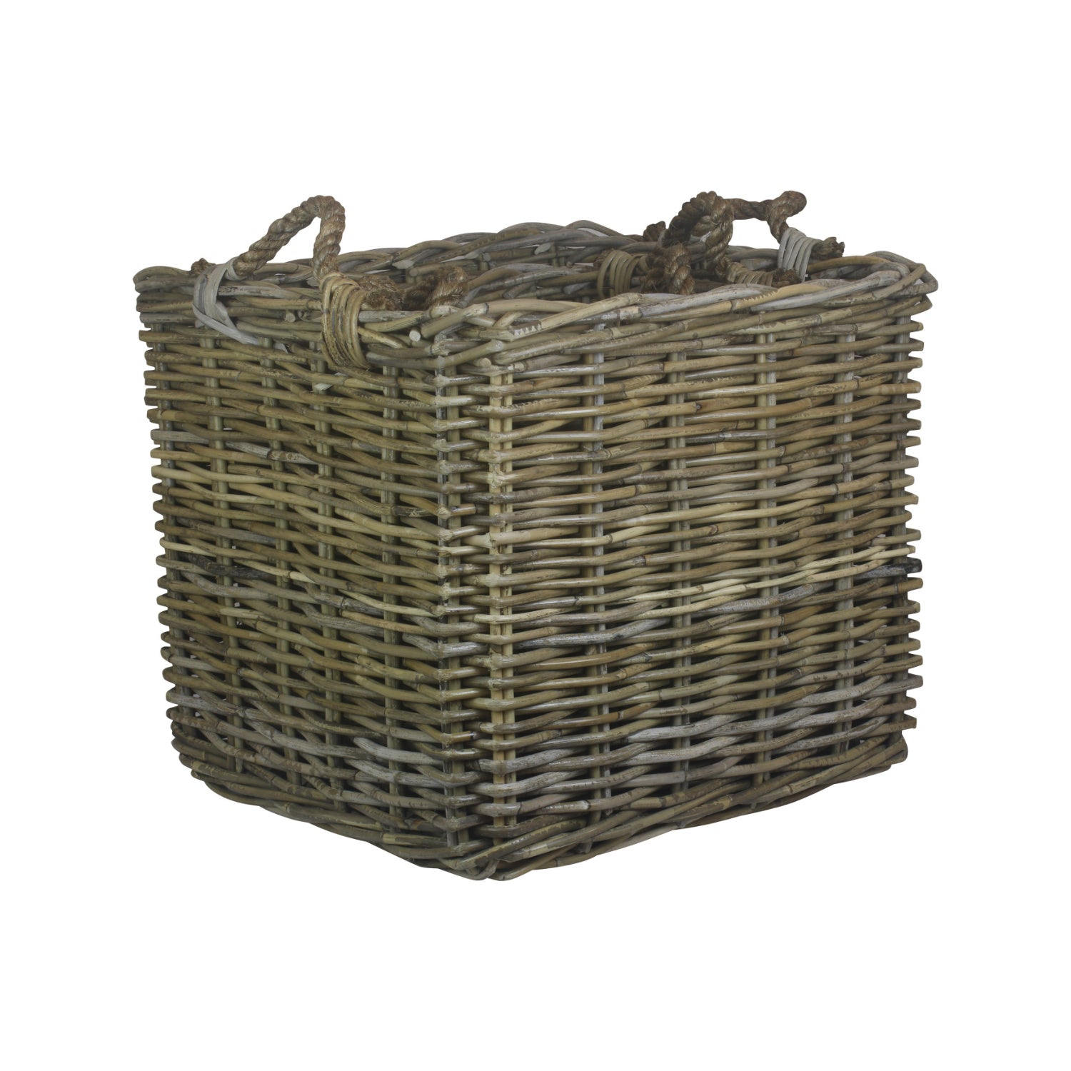 Square Grey Rattan Log Basket Set 3