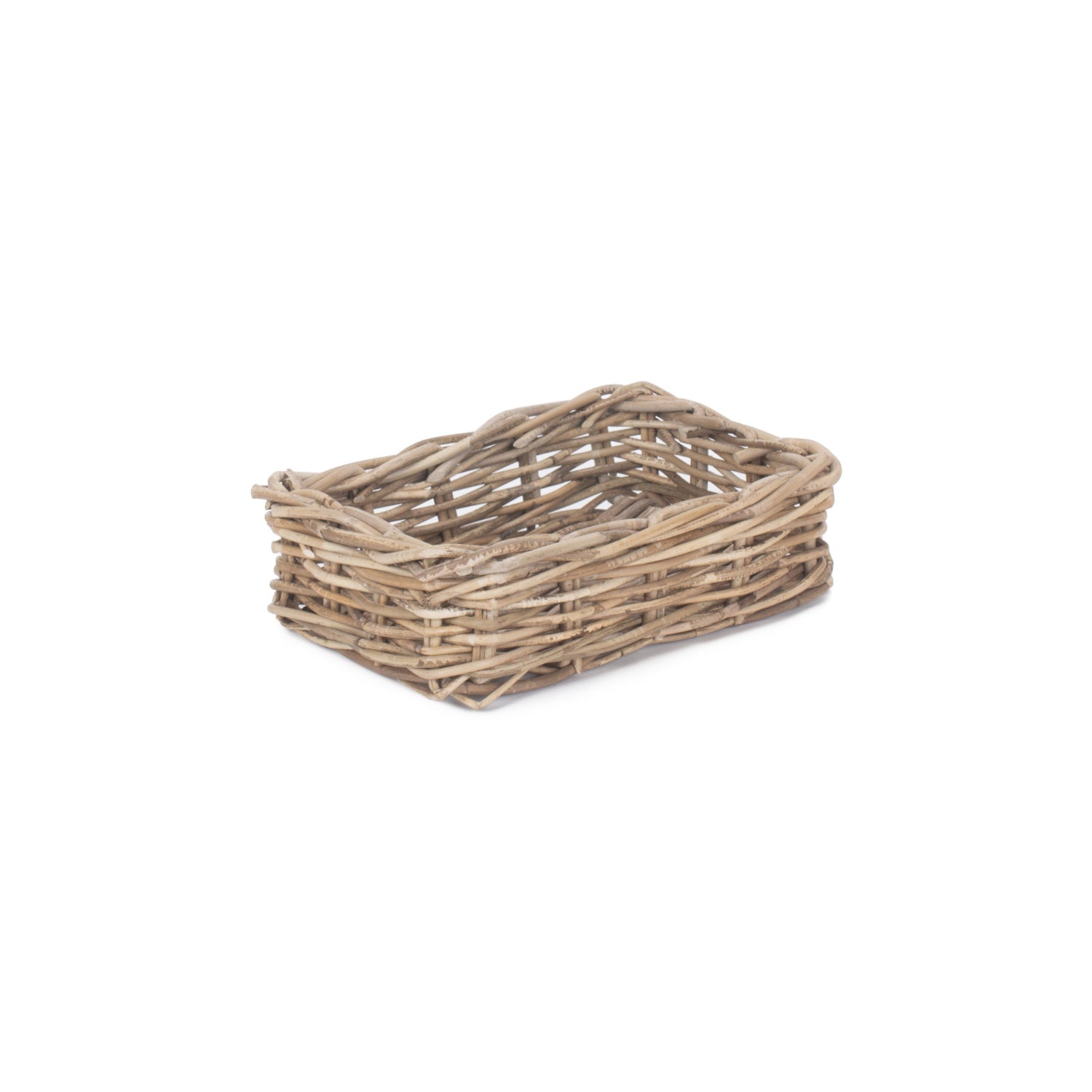 Small Shallow Rattan Rectangular Basket