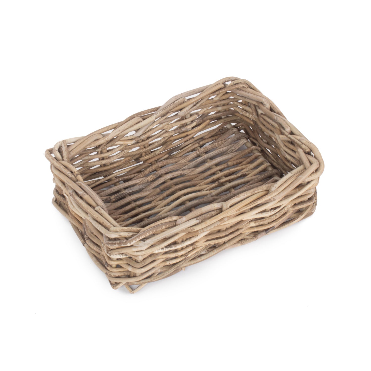 Small Shallow Rattan Rectangular Basket