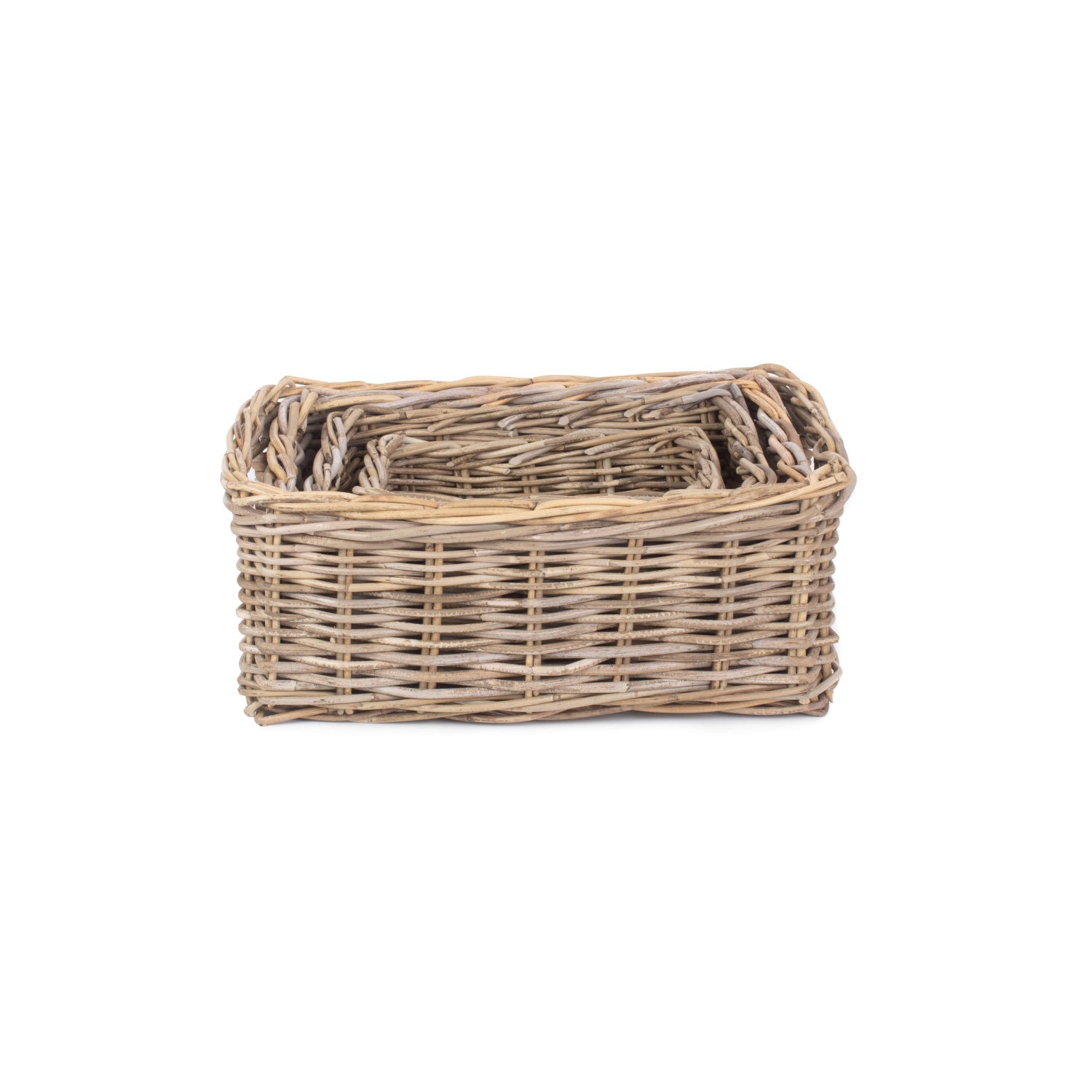 Shallow Rattan Rectangular Basket Set 4