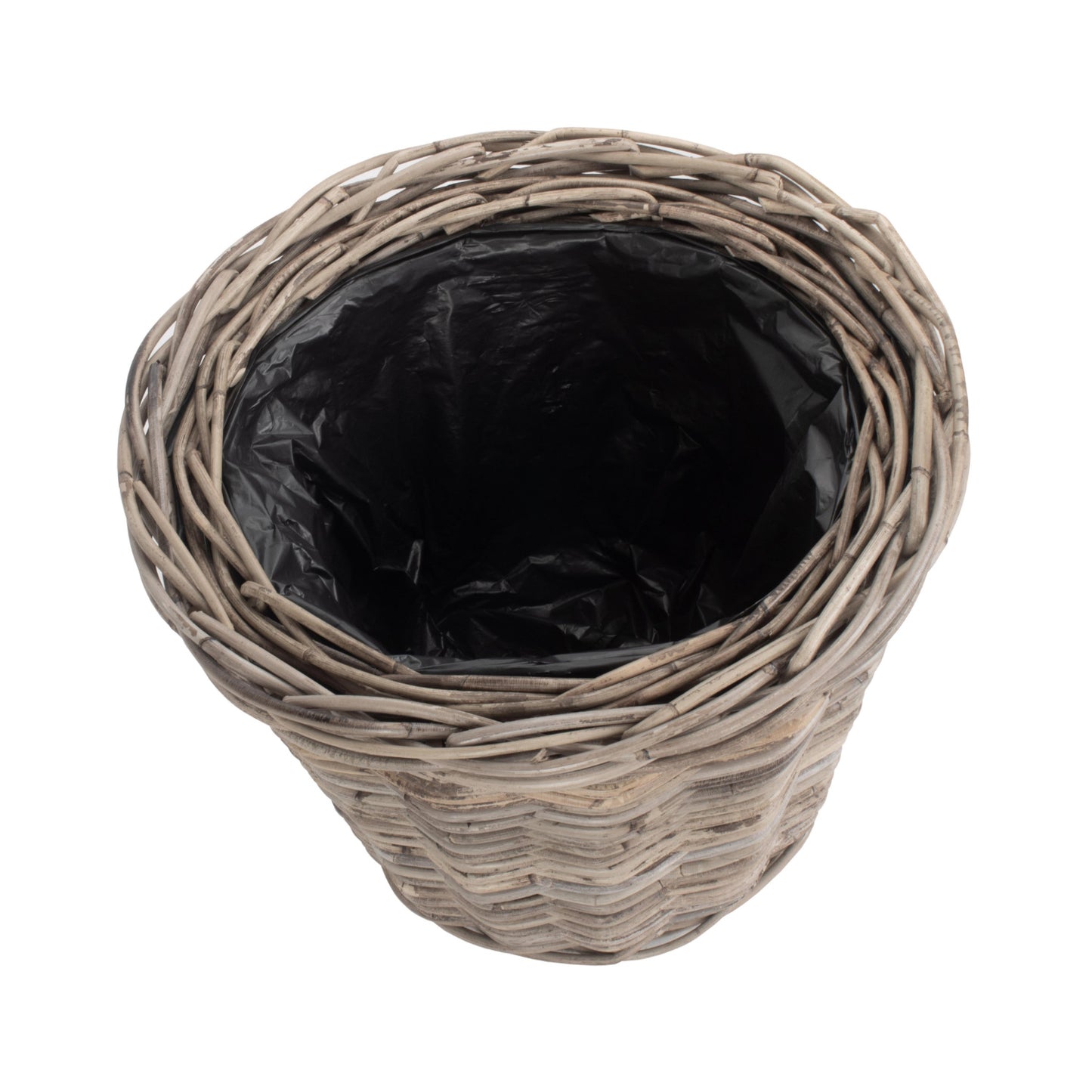 Tapered Rattan Round Planter With Plastic Lining Set 2