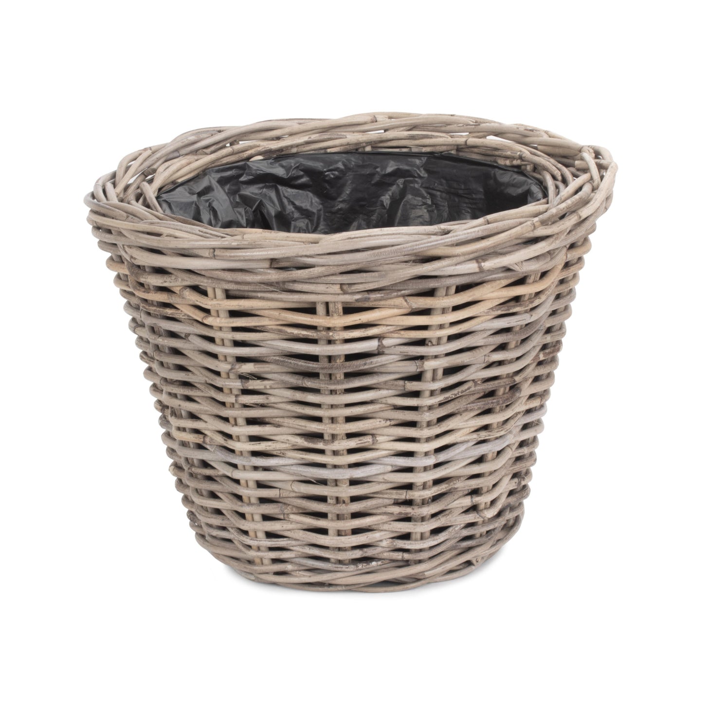 Tapered Rattan Round Planter With Plastic Lining Set 2