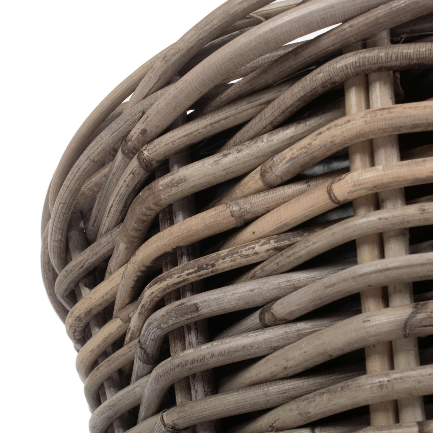 Tapered Rattan Round Planter With Plastic Lining Set 2