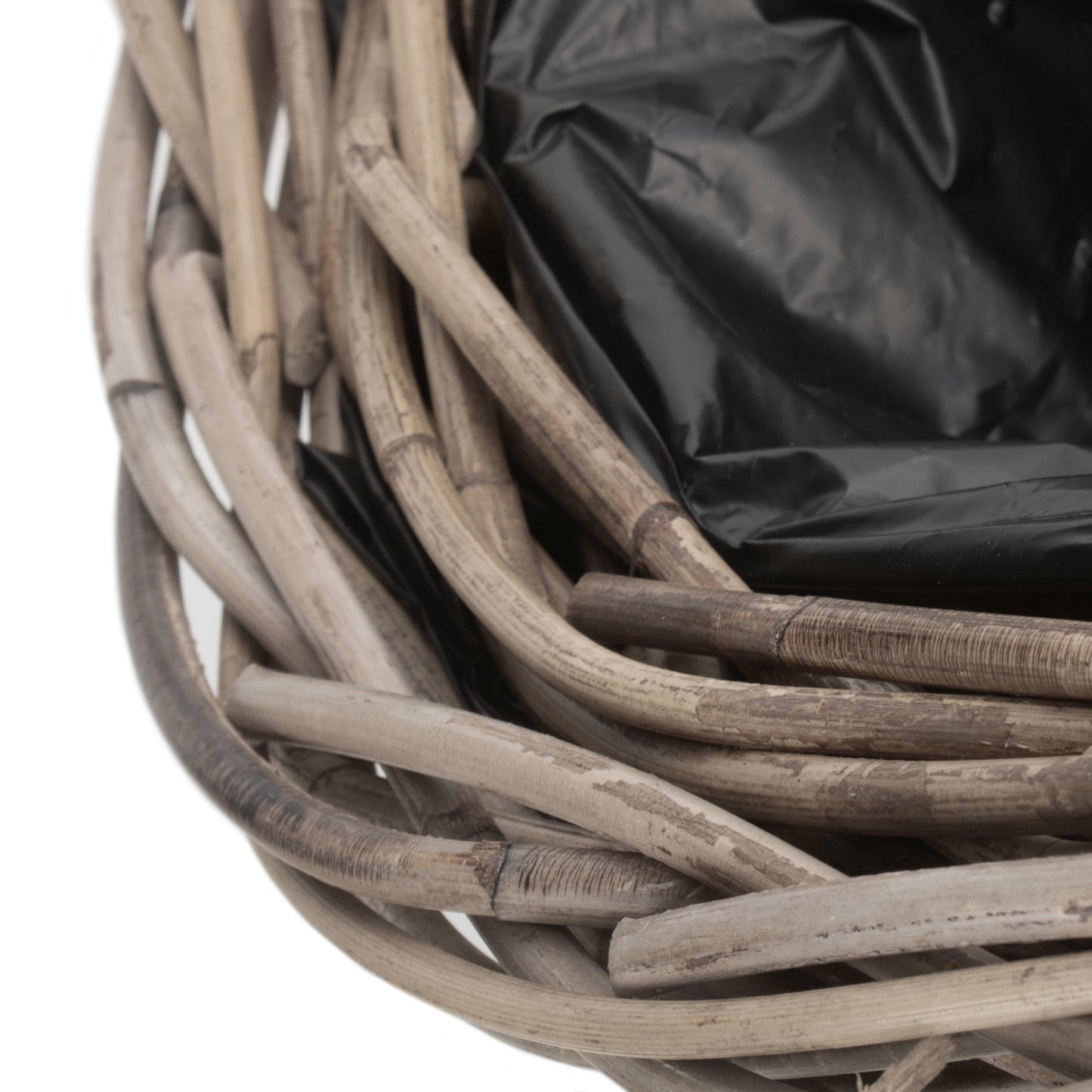 Tapered Rattan Round Planter With Plastic Lining Set 2