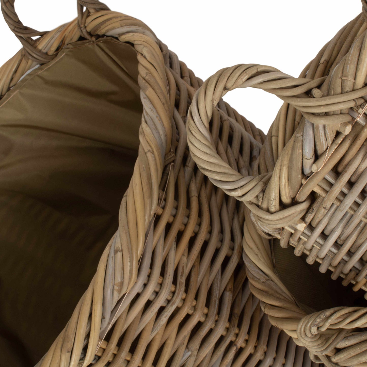 Oval Rattan Storage / Log Basket With Cordura Lining Set 3