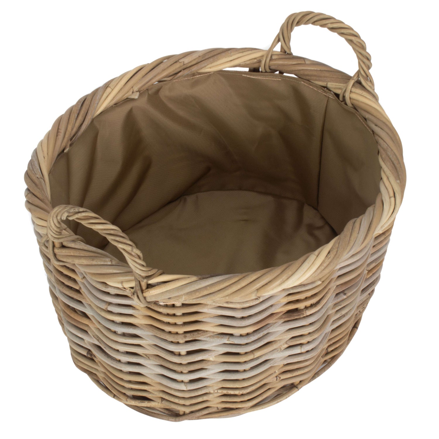Size 2 Oval Rattan Storage Basket With Cordura Lining