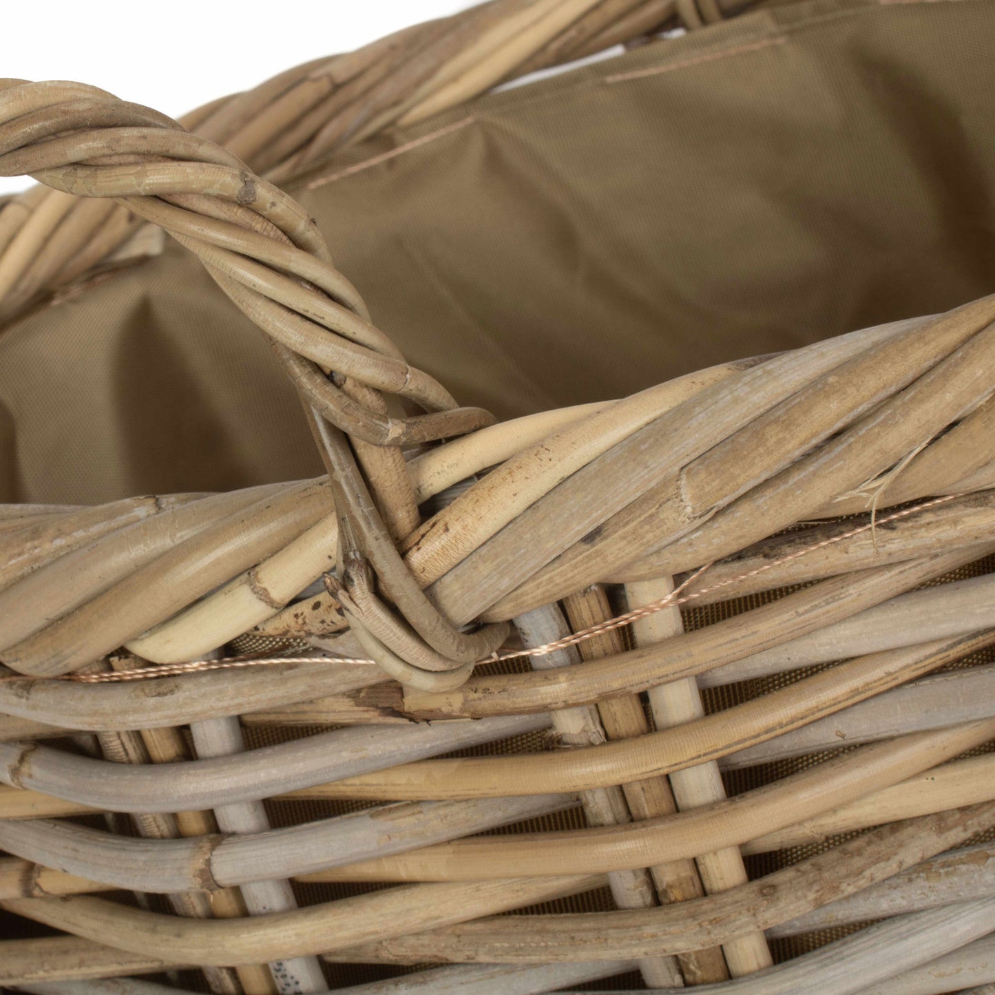 Size 2 Oval Rattan Storage Basket With Cordura Lining