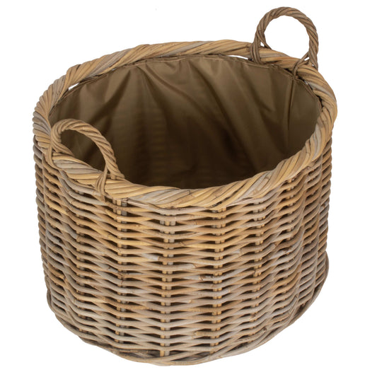 Size 3 Oval Rattan Storage/log Basket With Cordura Lining
