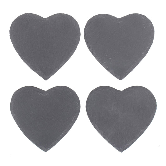 Heart-Shaped Slate Coaster Set 4