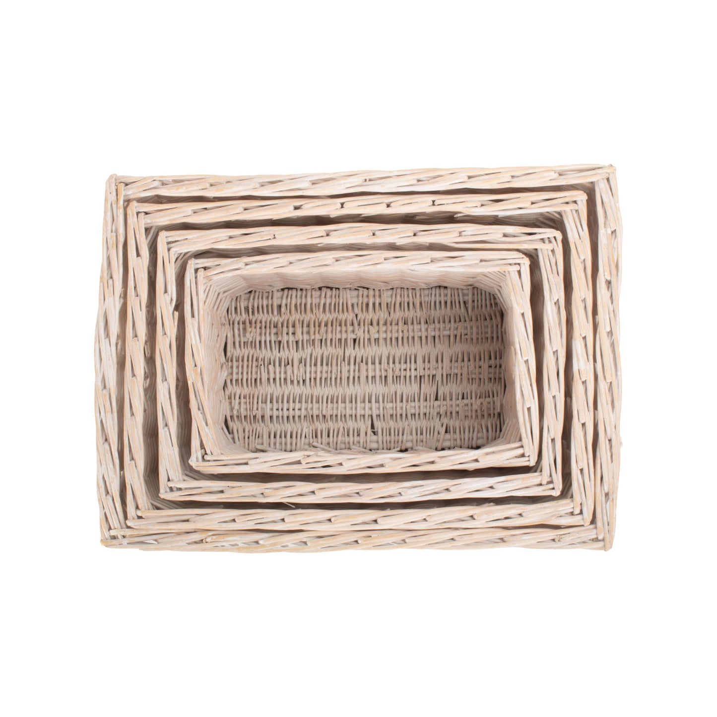 White Wash Willow Storage Basket Set 4