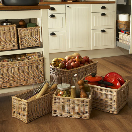 White Wash Willow Storage Basket Set 4