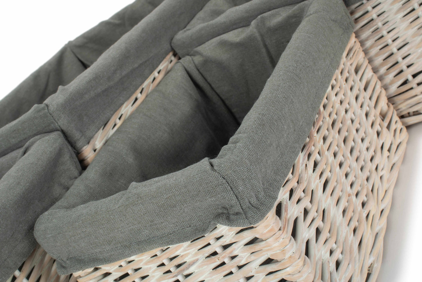 White Wash Willow Storage Basket with Grey Sage Lining Set 4